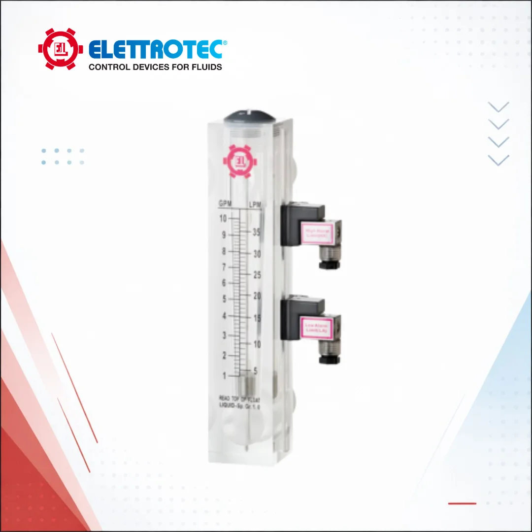 FMP2E – Variable area flow meters (panel type) with 2 adjustable contacts